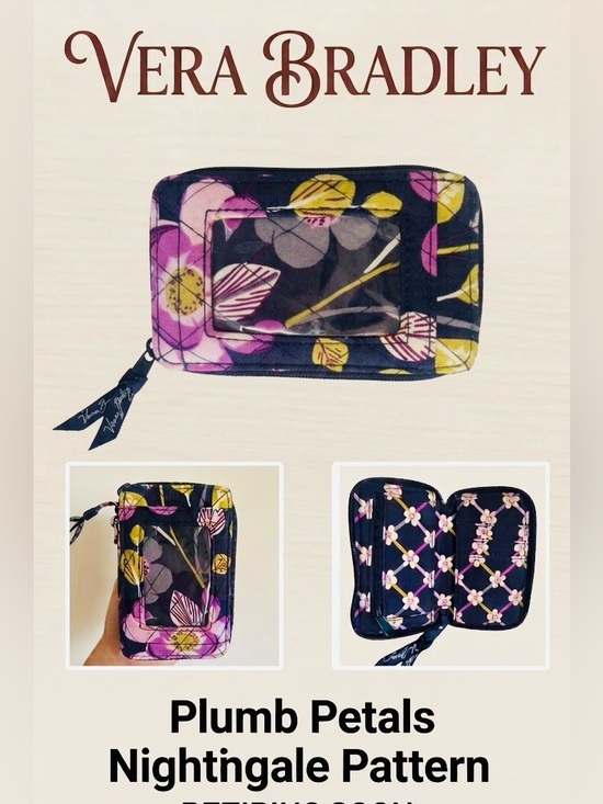 Vera Bradley Handbags - Vera Bradley Plumb Petals Nightingale Patterns Compact Wristlet Wallet